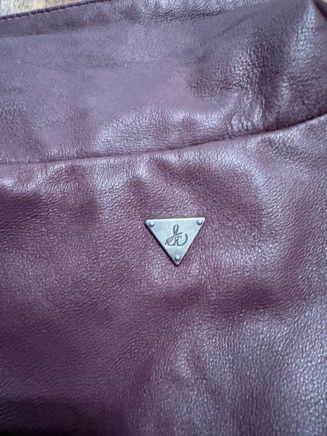 Sam Edelman Leather Moto Jacket Size XL Plum Purple Asymmetrical Zip 12