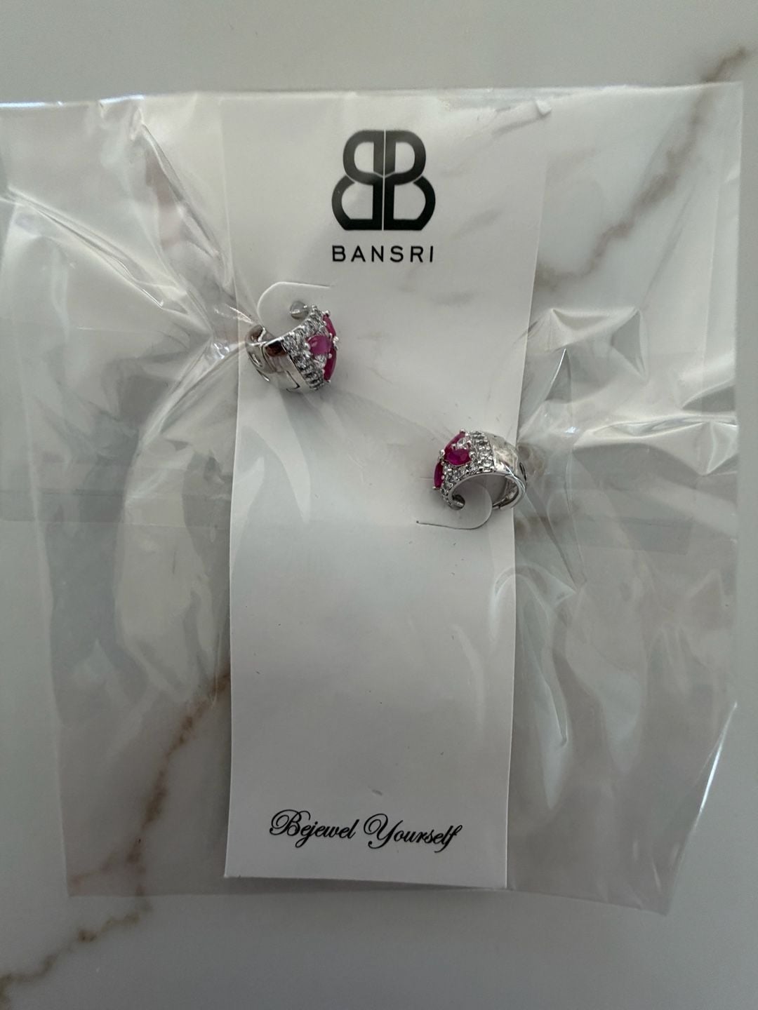 Bansri Ruby And Crystal Pave Huggie Hoop Earrings 1