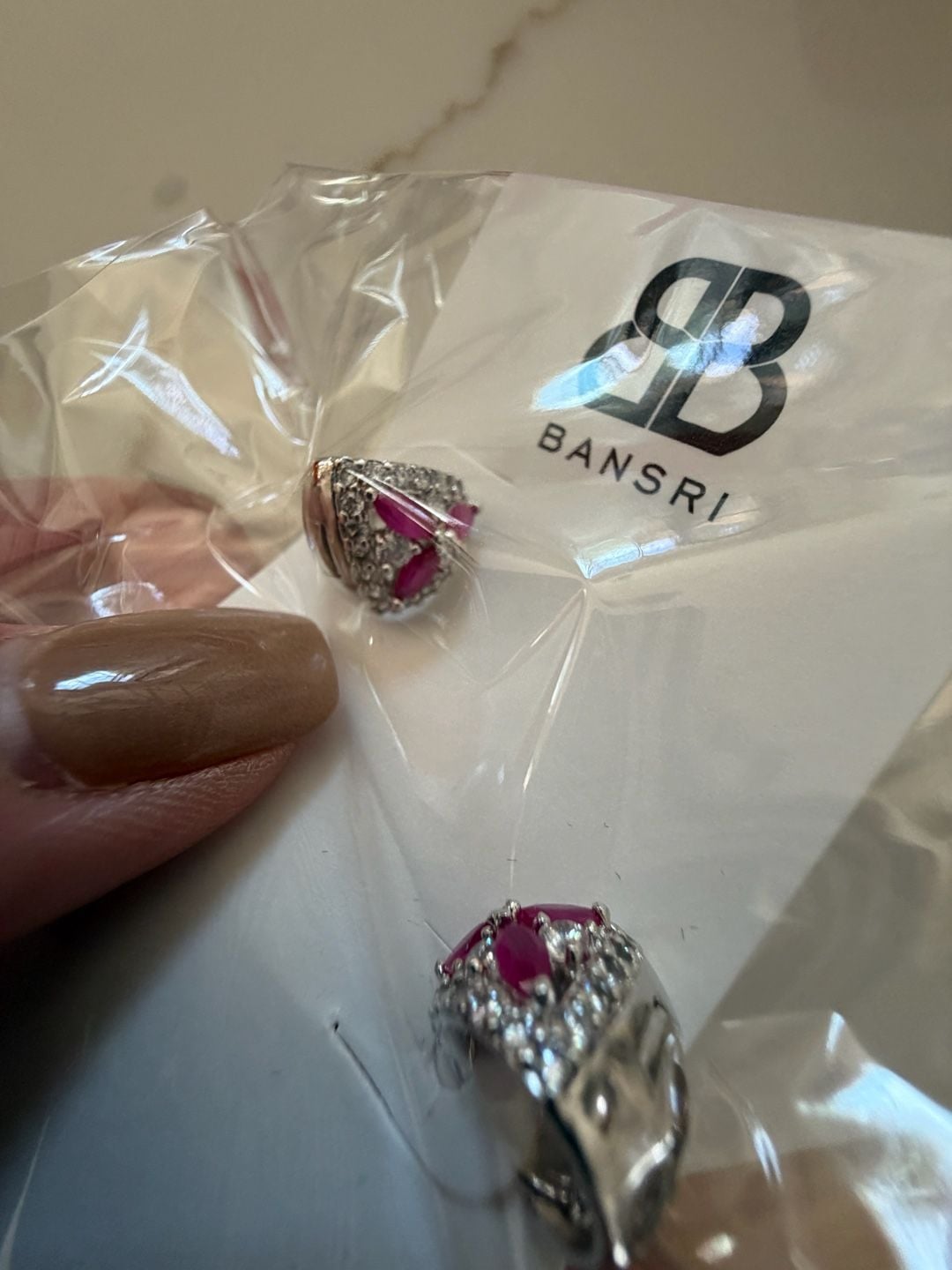 Bansri Ruby And Crystal Pave Huggie Hoop Earrings 2