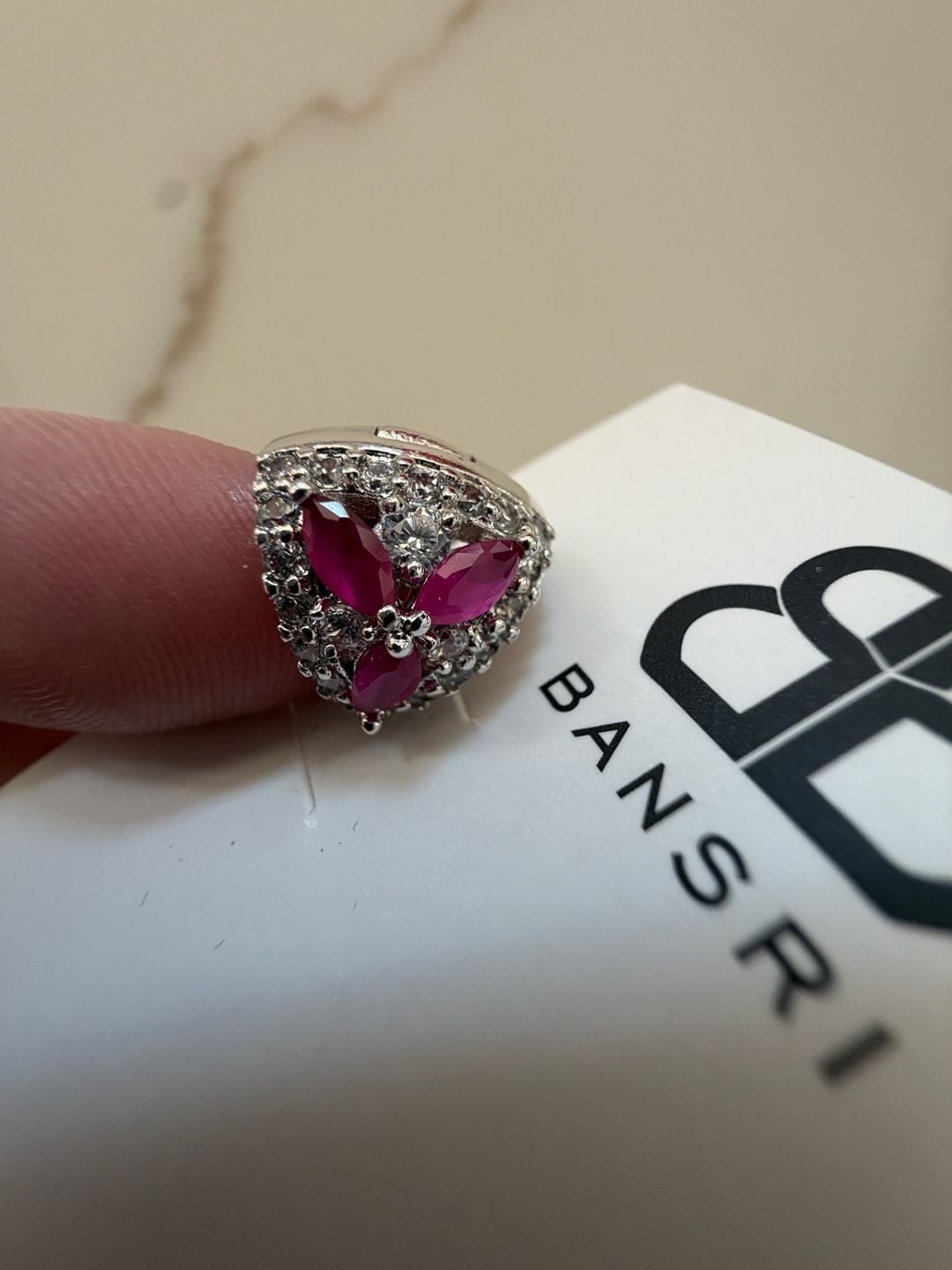 Bansri Ruby And Crystal Pave Huggie Hoop Earrings 3