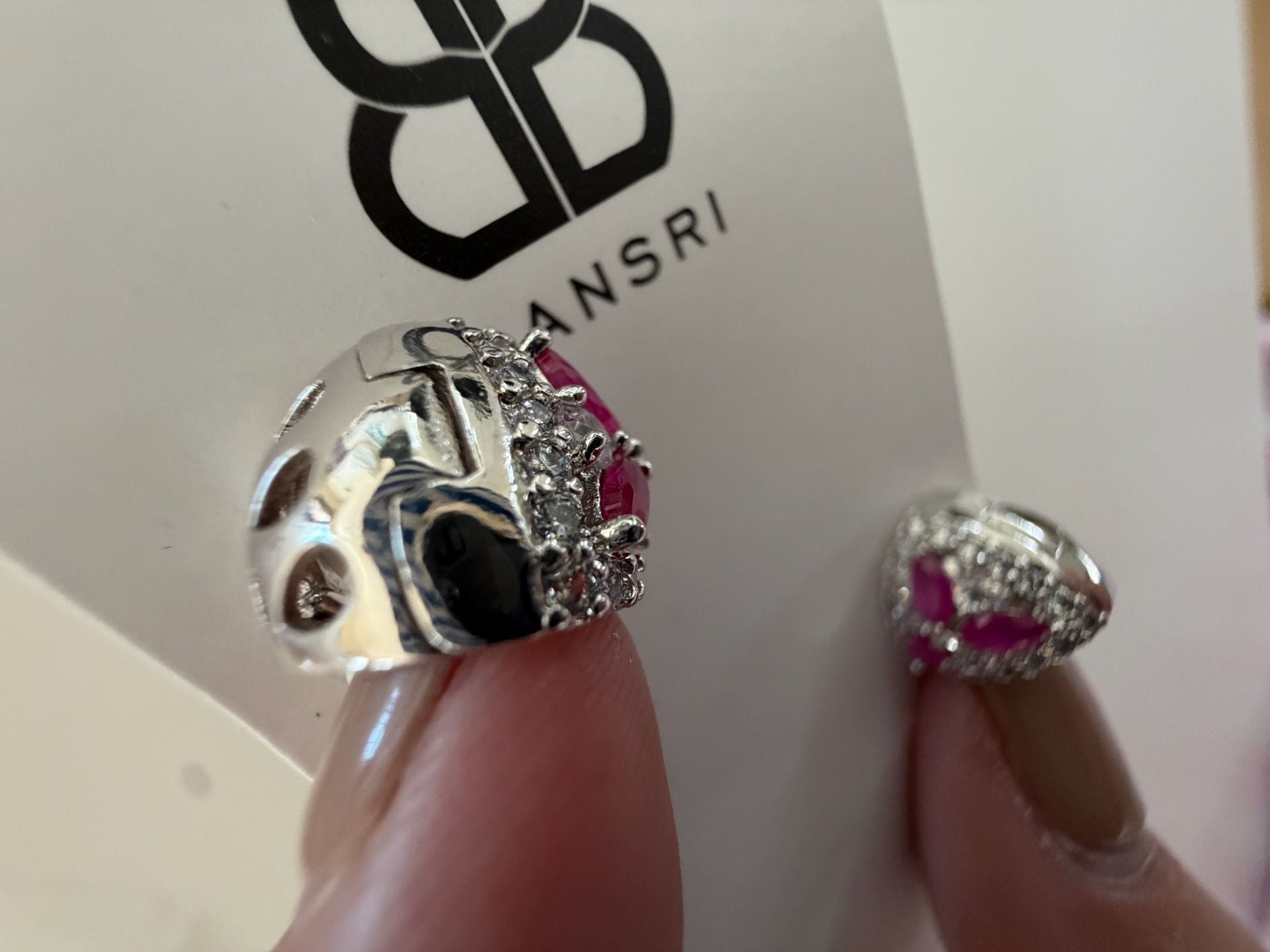 Bansri Ruby And Crystal Pave Huggie Hoop Earrings 4
