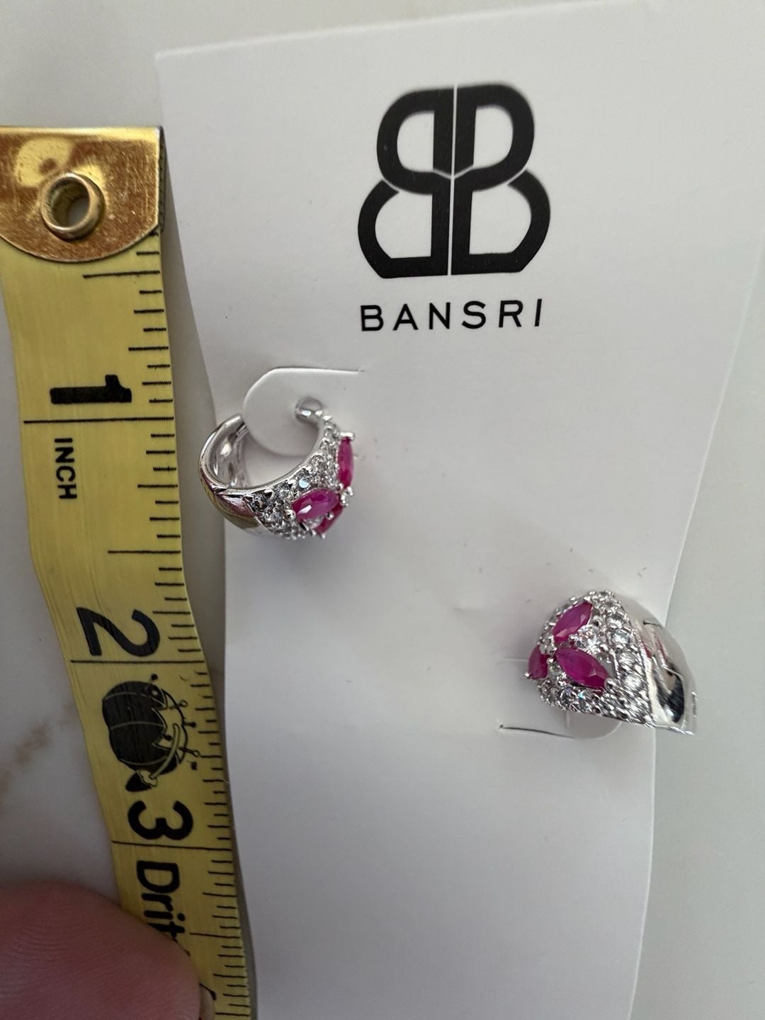 Bansri Ruby And Crystal Pave Huggie Hoop Earrings 6