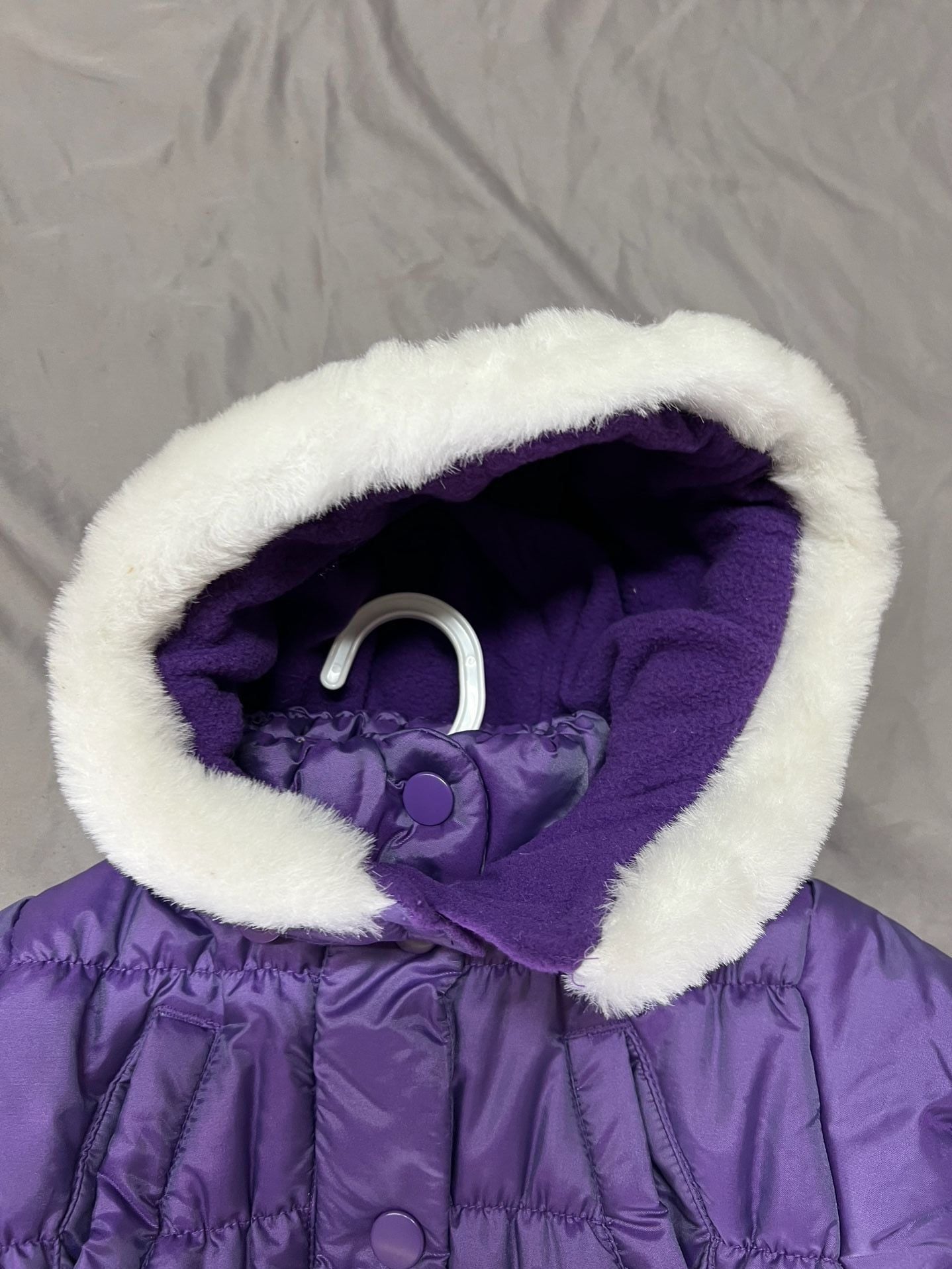 Madison Puffer Jacket baby girl 6-9 months Purple Floral Winter Coat Faux Fur 8