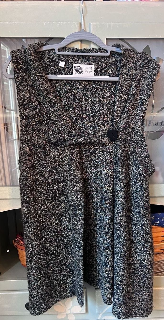 Habitat Sweater Vest Size L Multicolor Knit Open Front 3