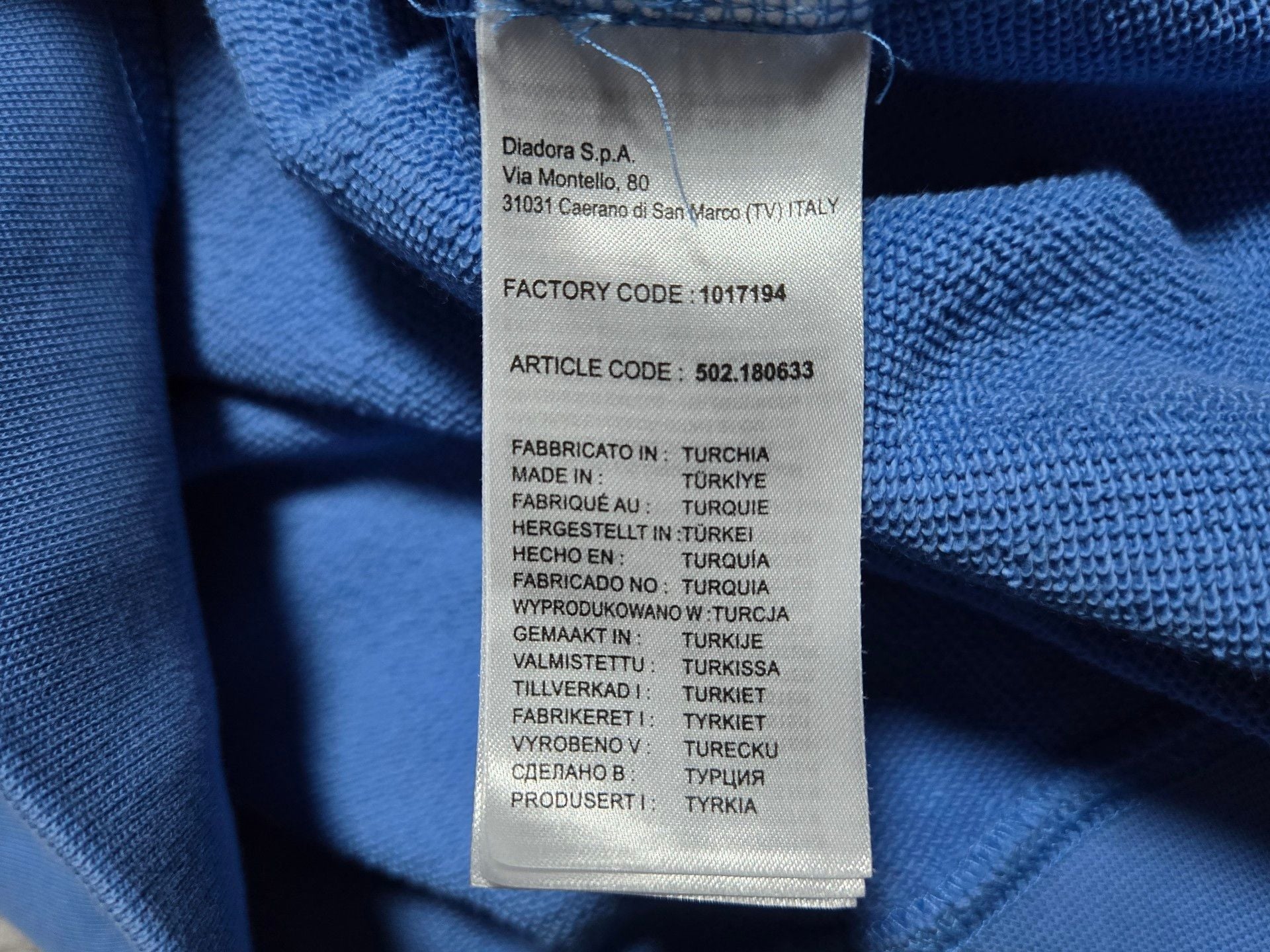 Diadora Since 1948 Pullover Hoodie Size M Blue Sweatshirt 8