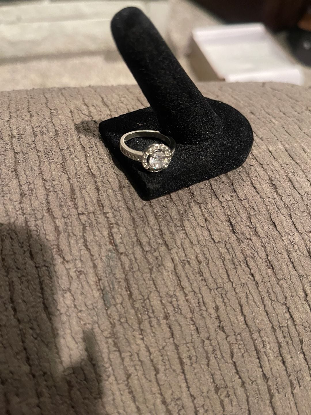 Halo Engagement Ring Sterling Silver Moissanite Center Stone Stamped 925 size 6 4