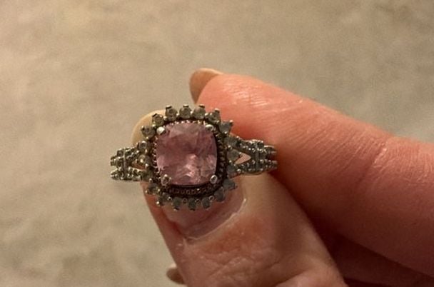 Unbranded Morganite Ring Silver Cushion Cut Halo Engagement Ring 2