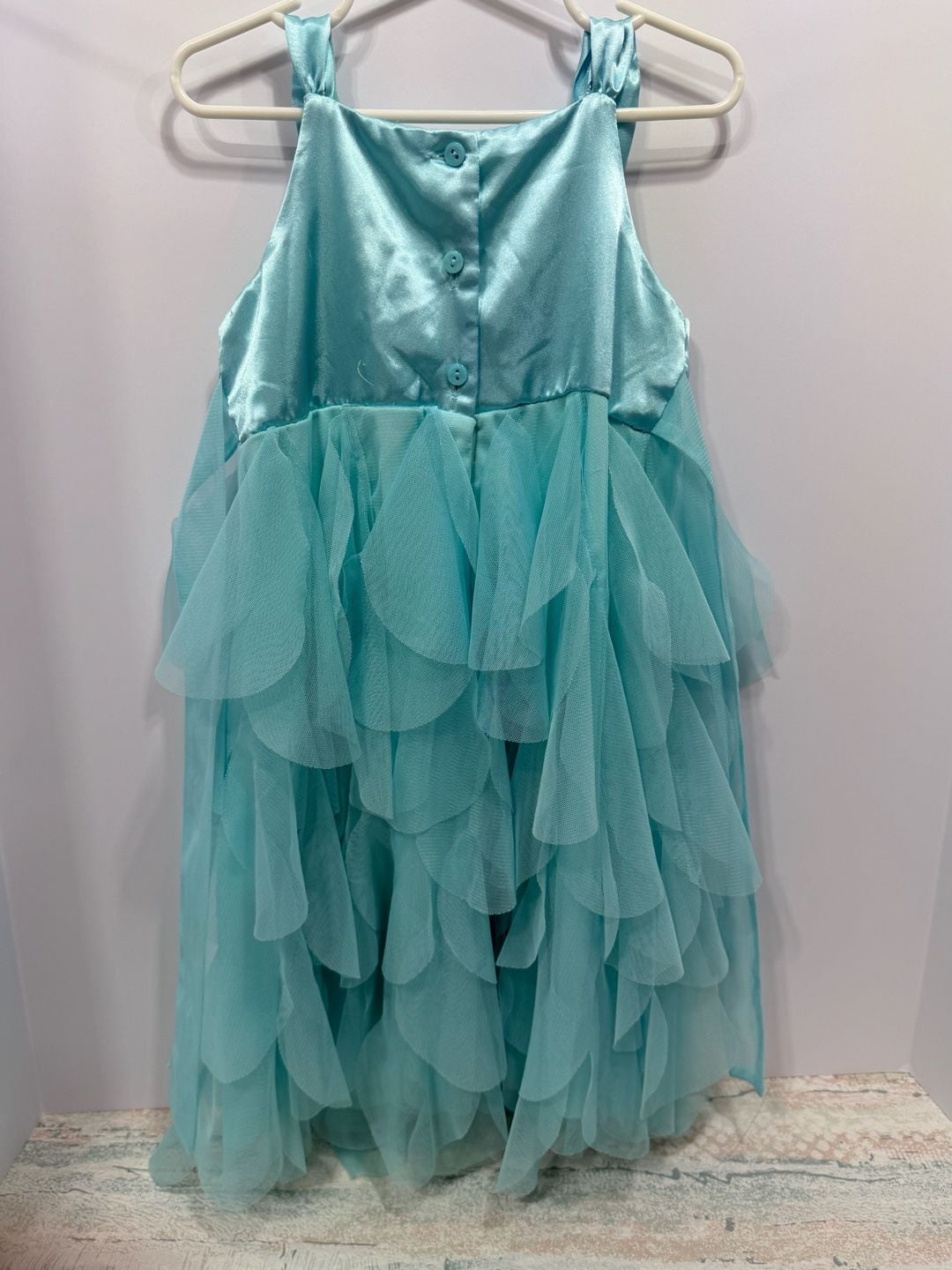 Biscotti Dress Size 5 Turquoise Floral Tulle Ruffle Party Pageant 7