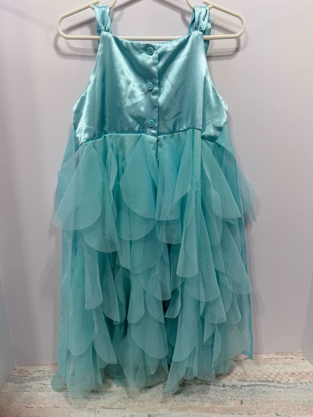 Biscotti Dress Size 5 Turquoise Floral Tulle Ruffle Party Pageant 8