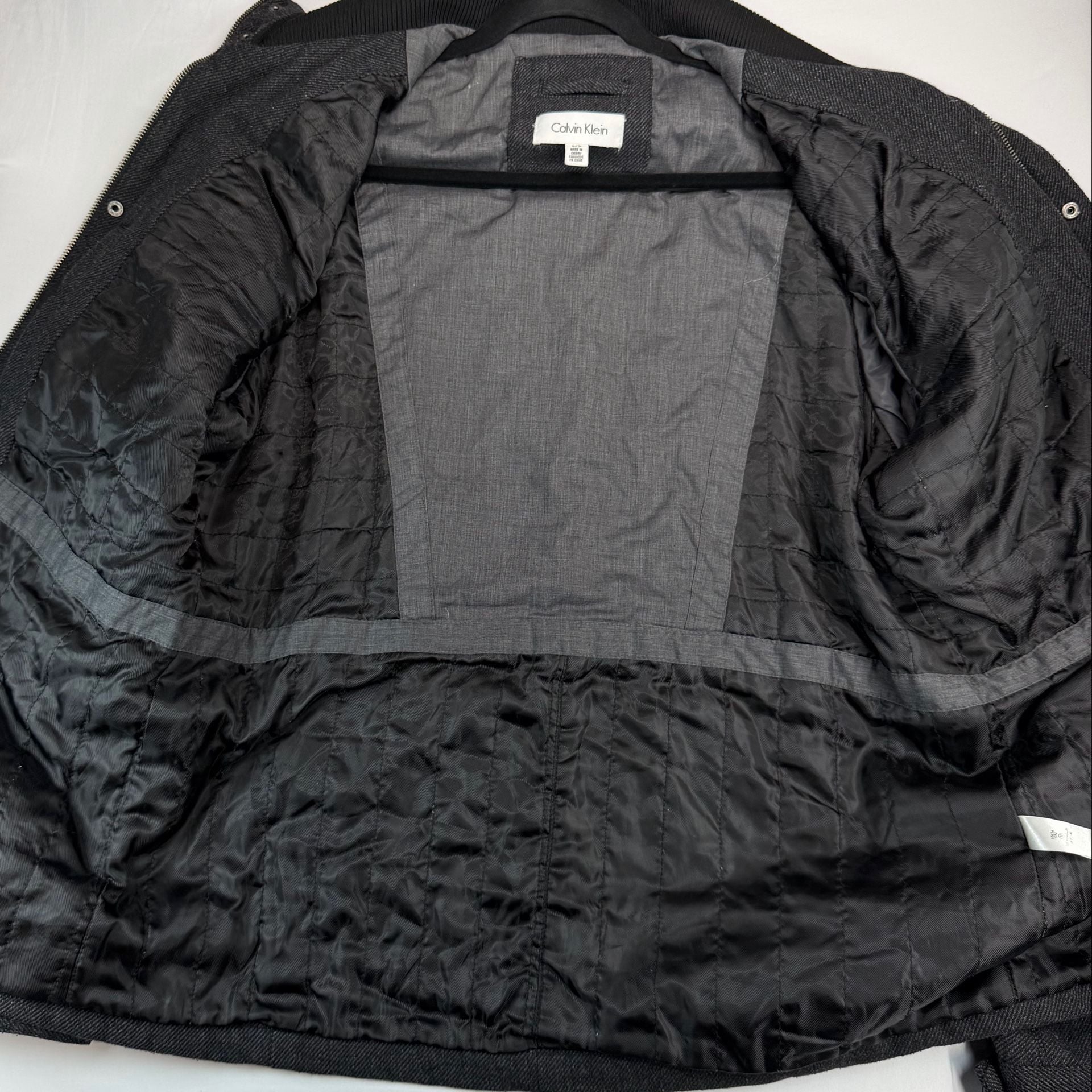 Calvin Klein Mens L Wool Blend Field Jacket Charcoal Gray Utility Coat 9