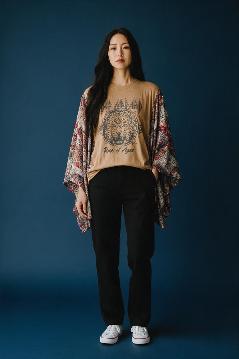 Brand new Ethnic Print Batwing Sleeve Loose Top – , 2