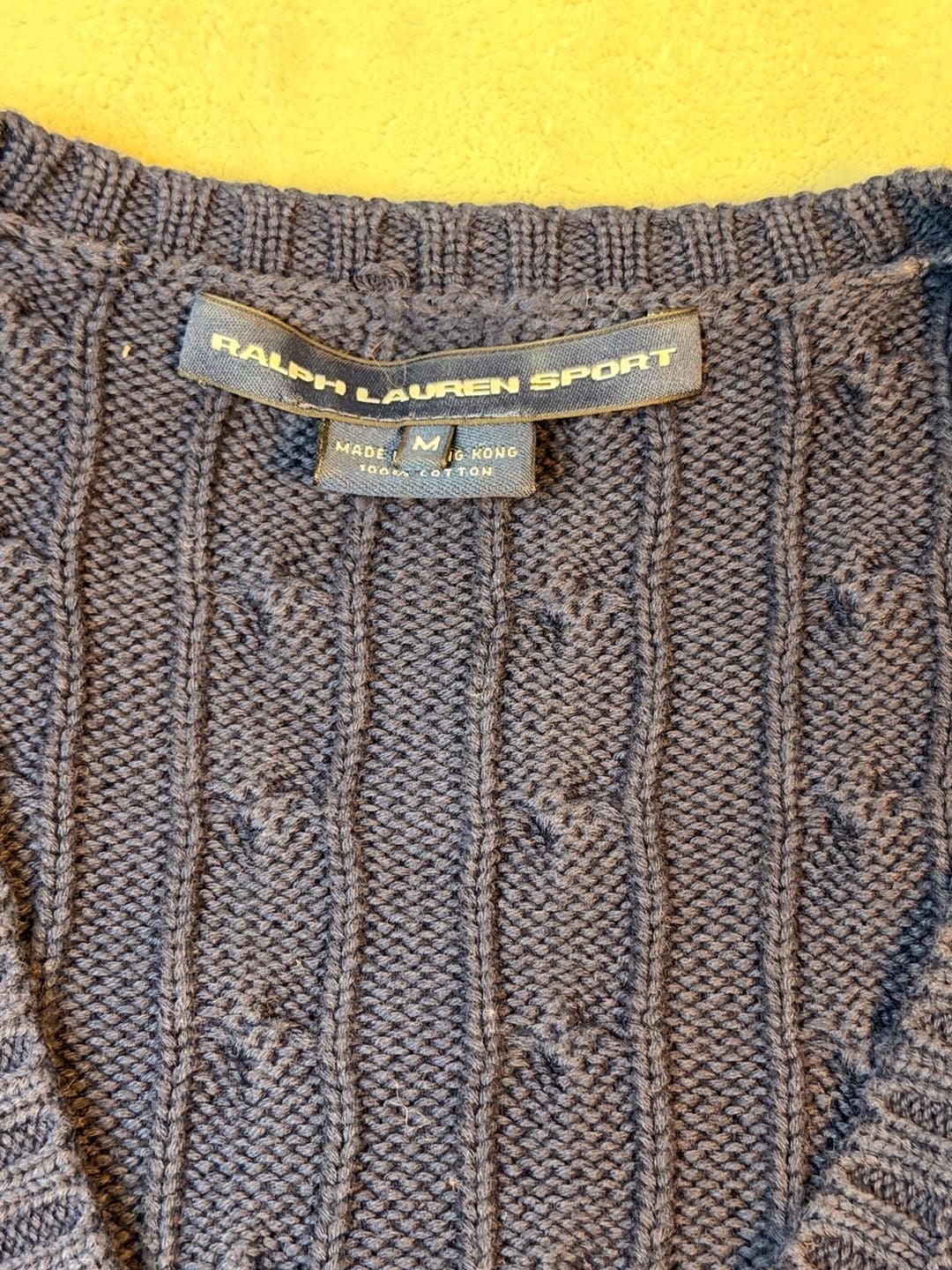 Ralph Lauren Sport Cable-Knit V-Neck Sweater Size M Blue Cotton 4