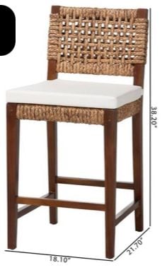 New! Bali & Pari Alise Handwoven Seagrass Counter Stool Mahogany Wood 2
