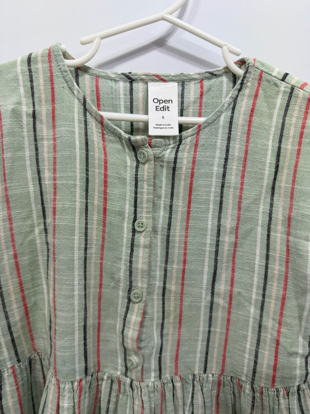 Open Edit Striped Button Down Dress Size 5 Green 3