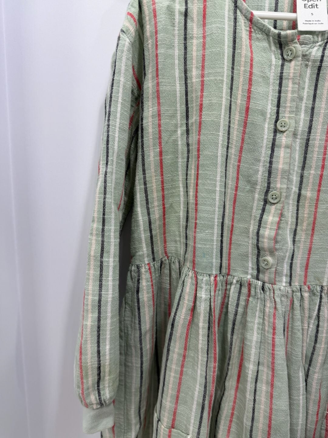 Open Edit Striped Button Down Dress Size 5 Green 4