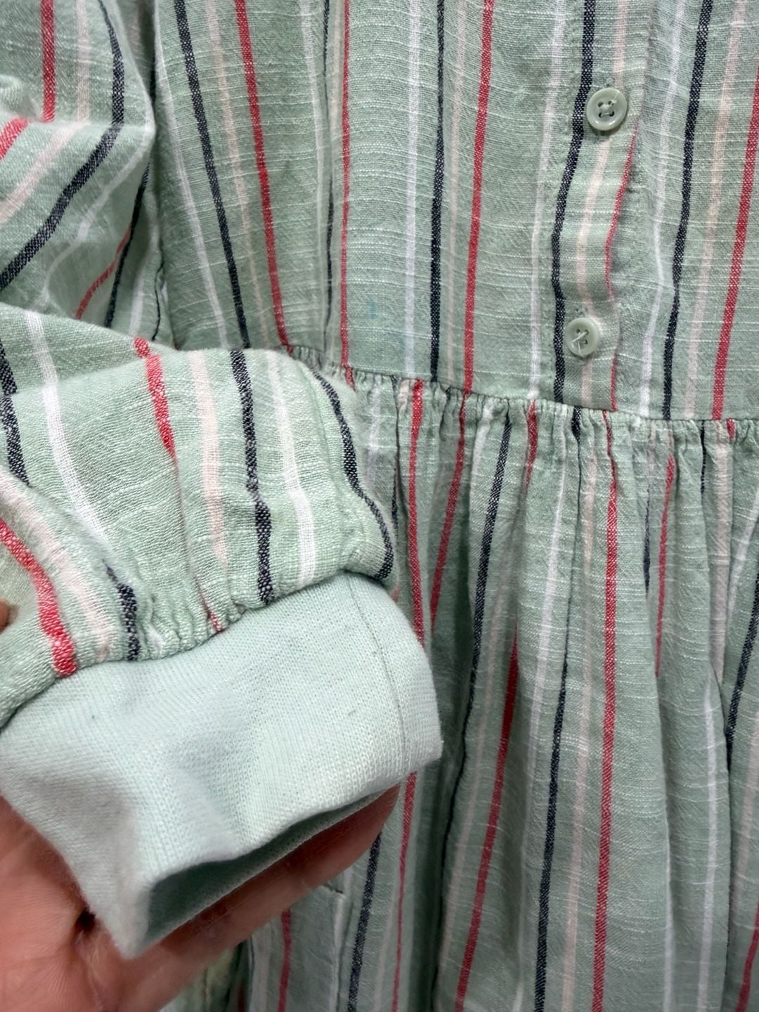 Open Edit Striped Button Down Dress Size 5 Green 8