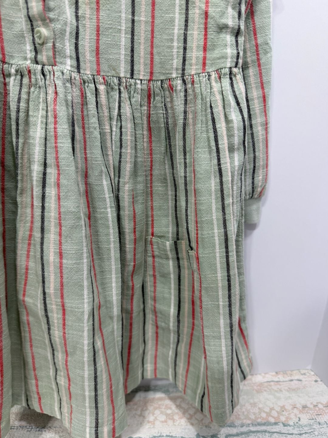 Open Edit Striped Button Down Dress Size 5 Green 9