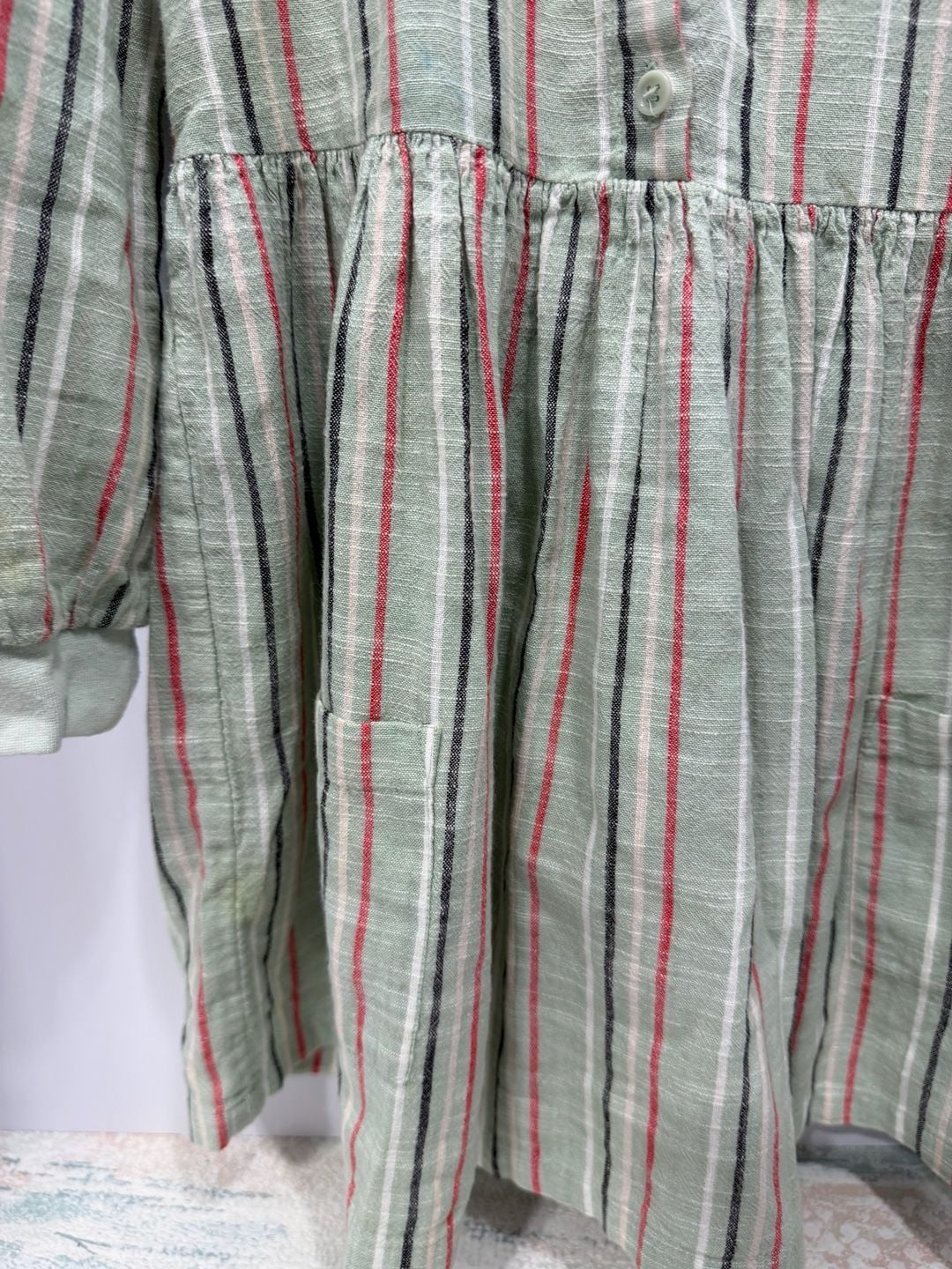 Open Edit Striped Button Down Dress Size 5 Green 10