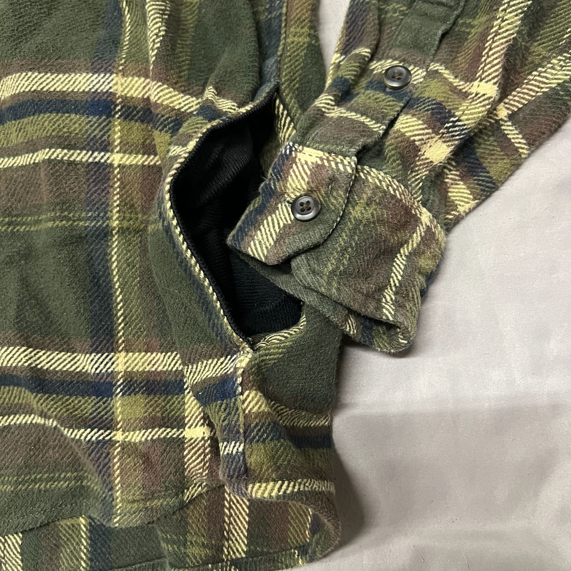 Orvis Plaid Heavyweight Flannel Shirt Green Long Sleeve Button Down Size XXL 7