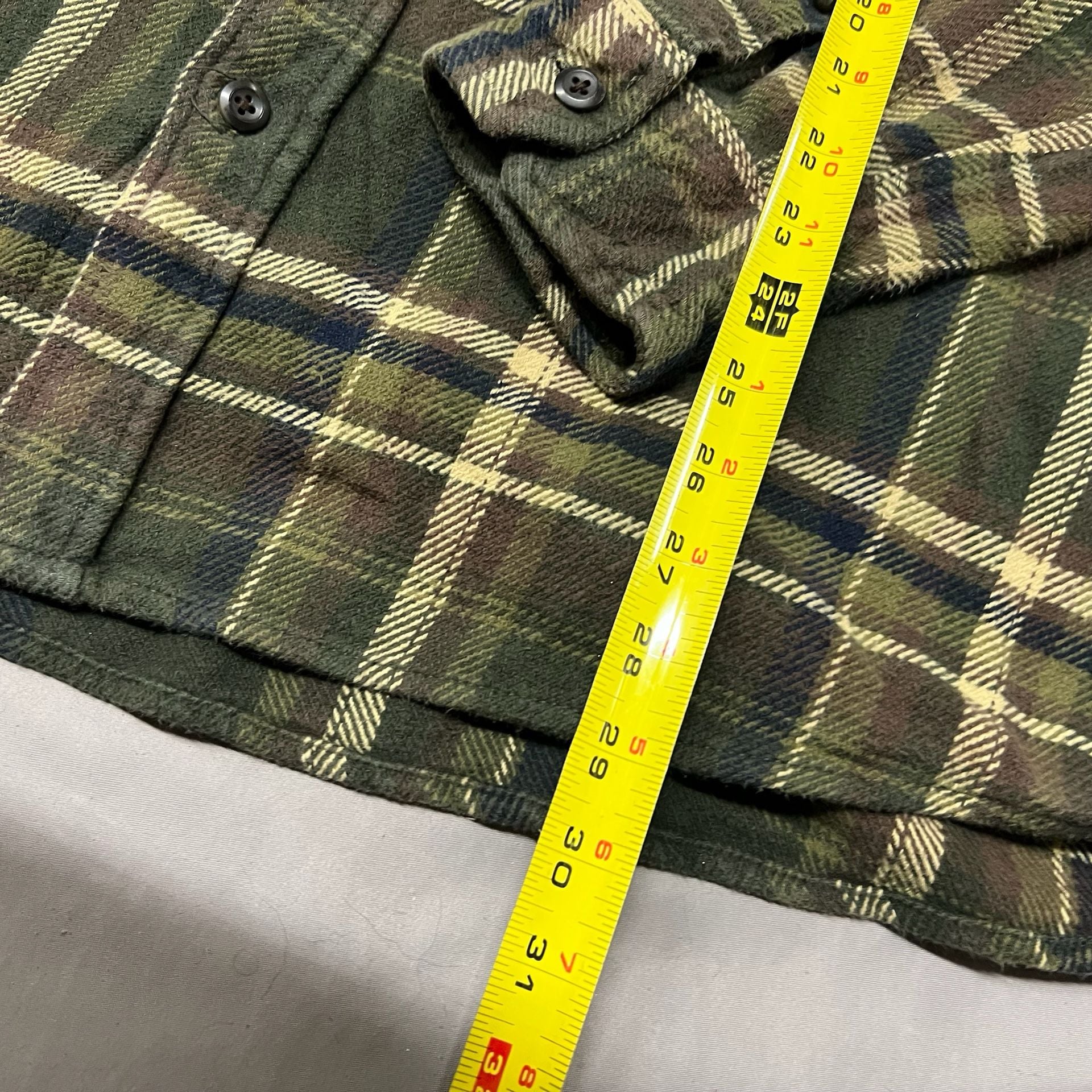 Orvis Plaid Heavyweight Flannel Shirt Green Long Sleeve Button Down Size XXL 9