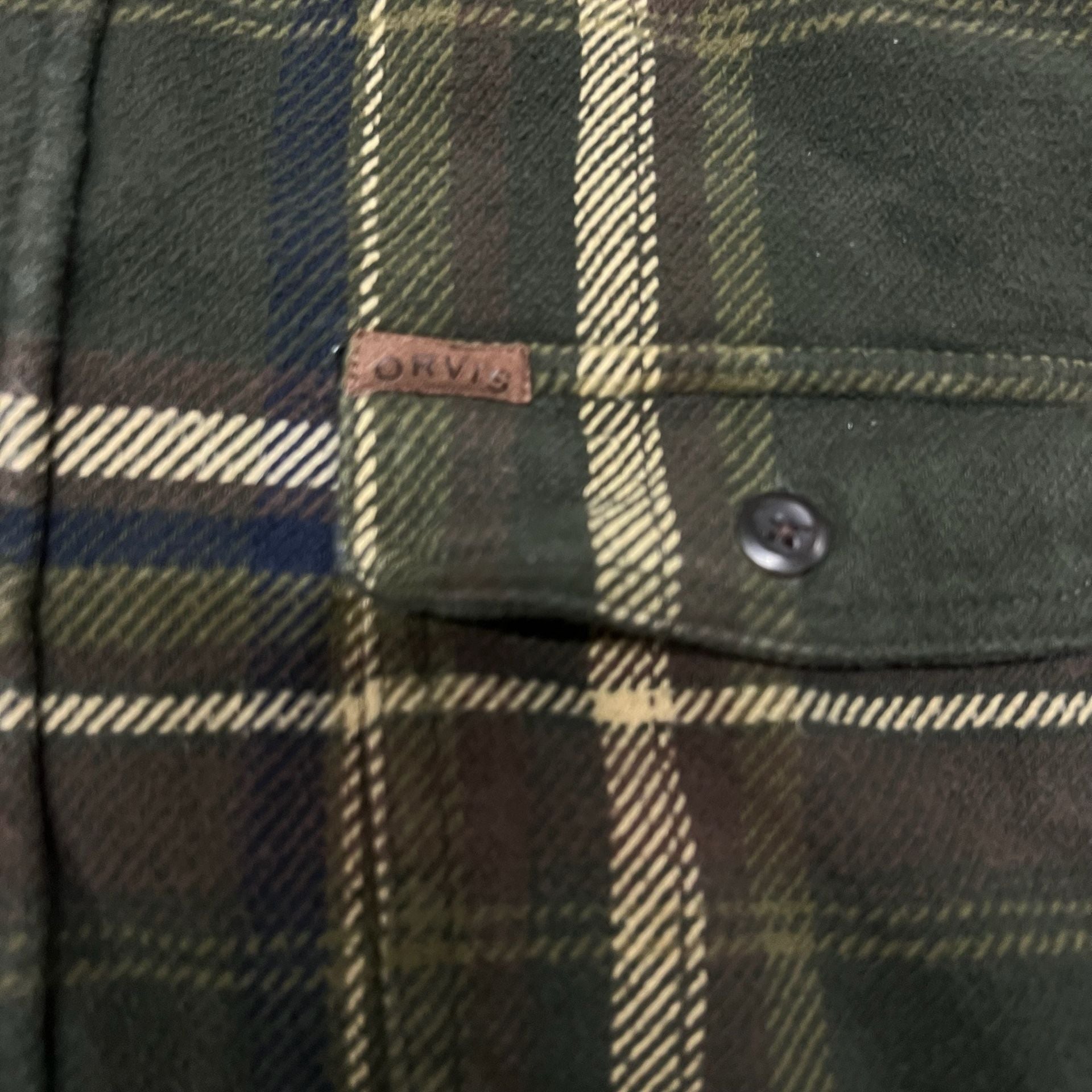 Orvis Plaid Heavyweight Flannel Shirt Green Long Sleeve Button Down Size XXL 11