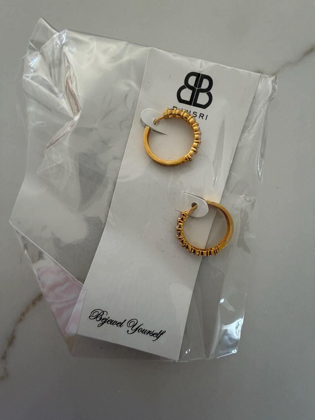 Bansri Gold Pave Cubic Zirconia Huggie Hoop Earrings 1