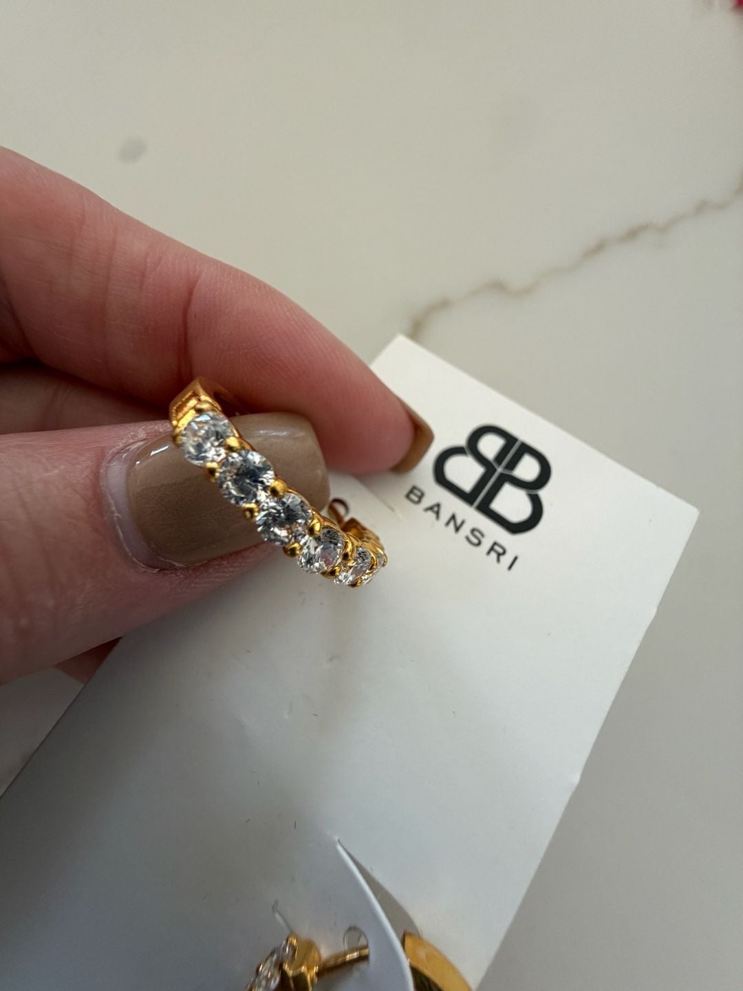 Bansri Gold Pave Cubic Zirconia Huggie Hoop Earrings 2