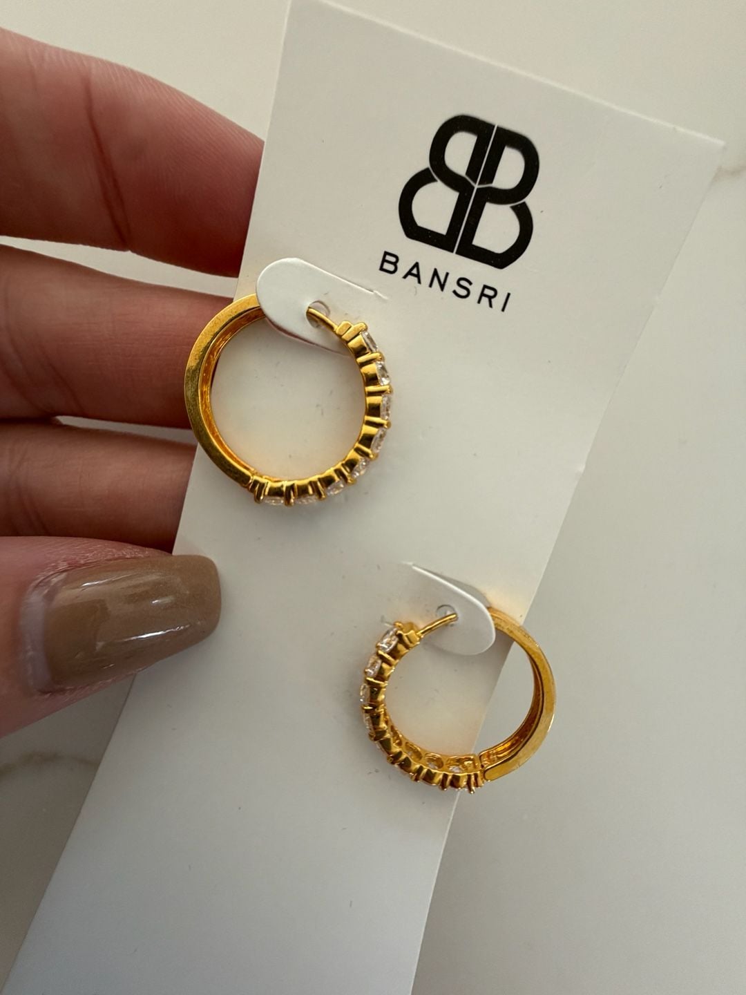 Bansri Gold Pave Cubic Zirconia Huggie Hoop Earrings 3