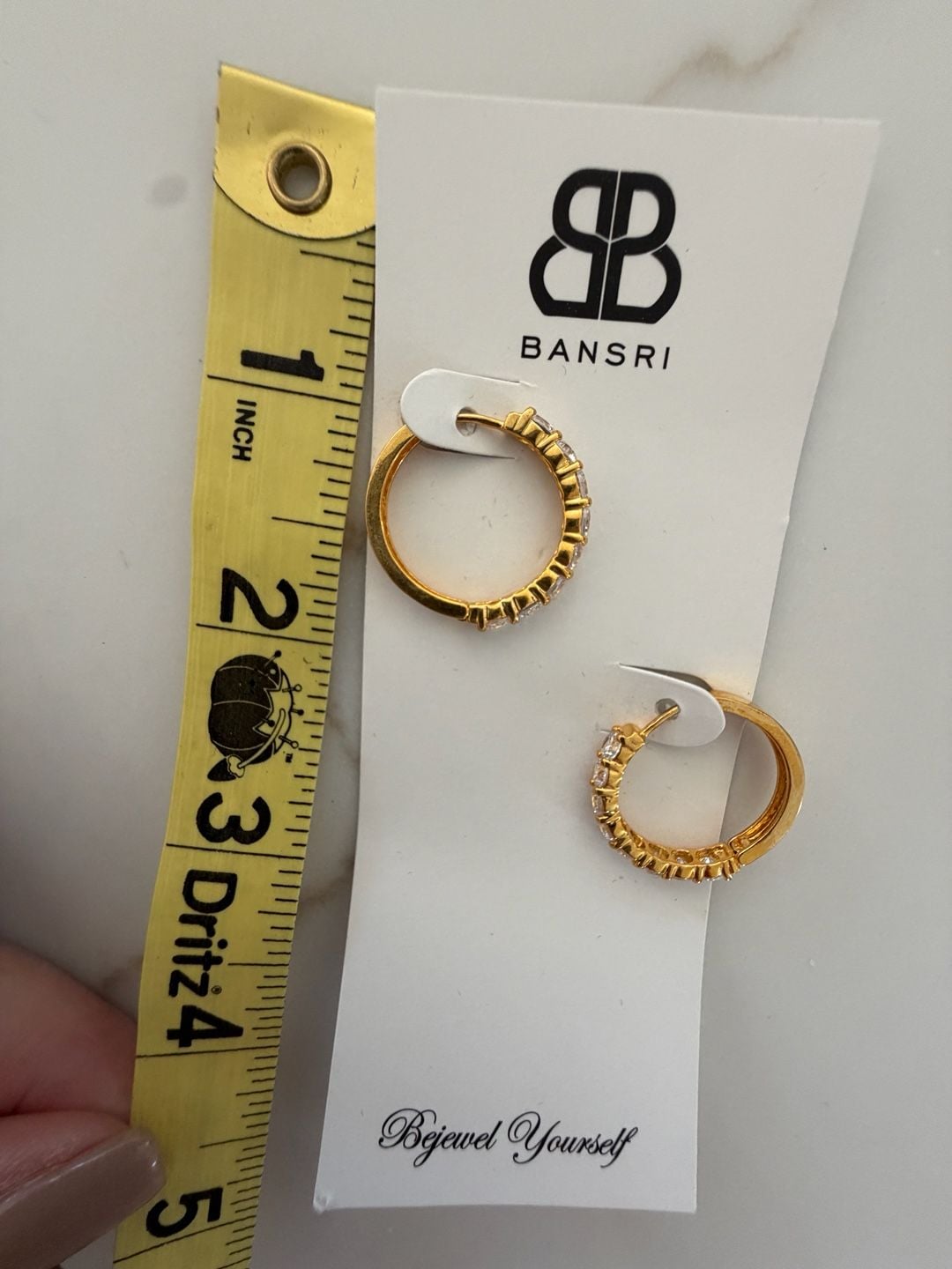 Bansri Gold Pave Cubic Zirconia Huggie Hoop Earrings 4