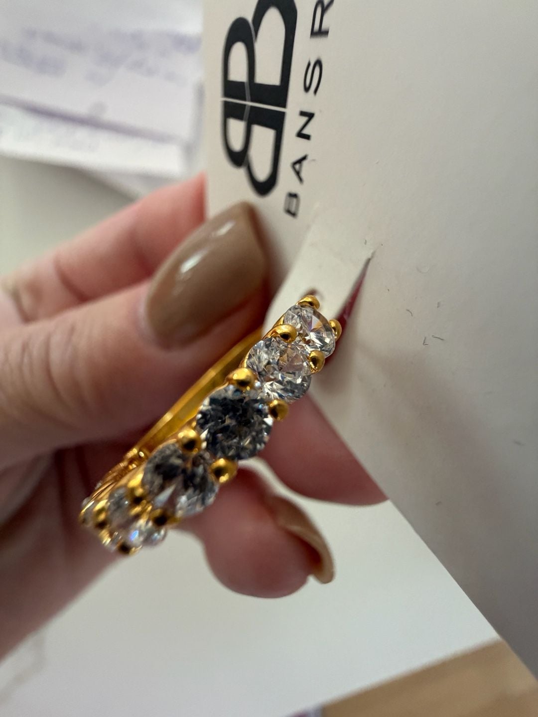 Bansri Gold Pave Cubic Zirconia Huggie Hoop Earrings 5