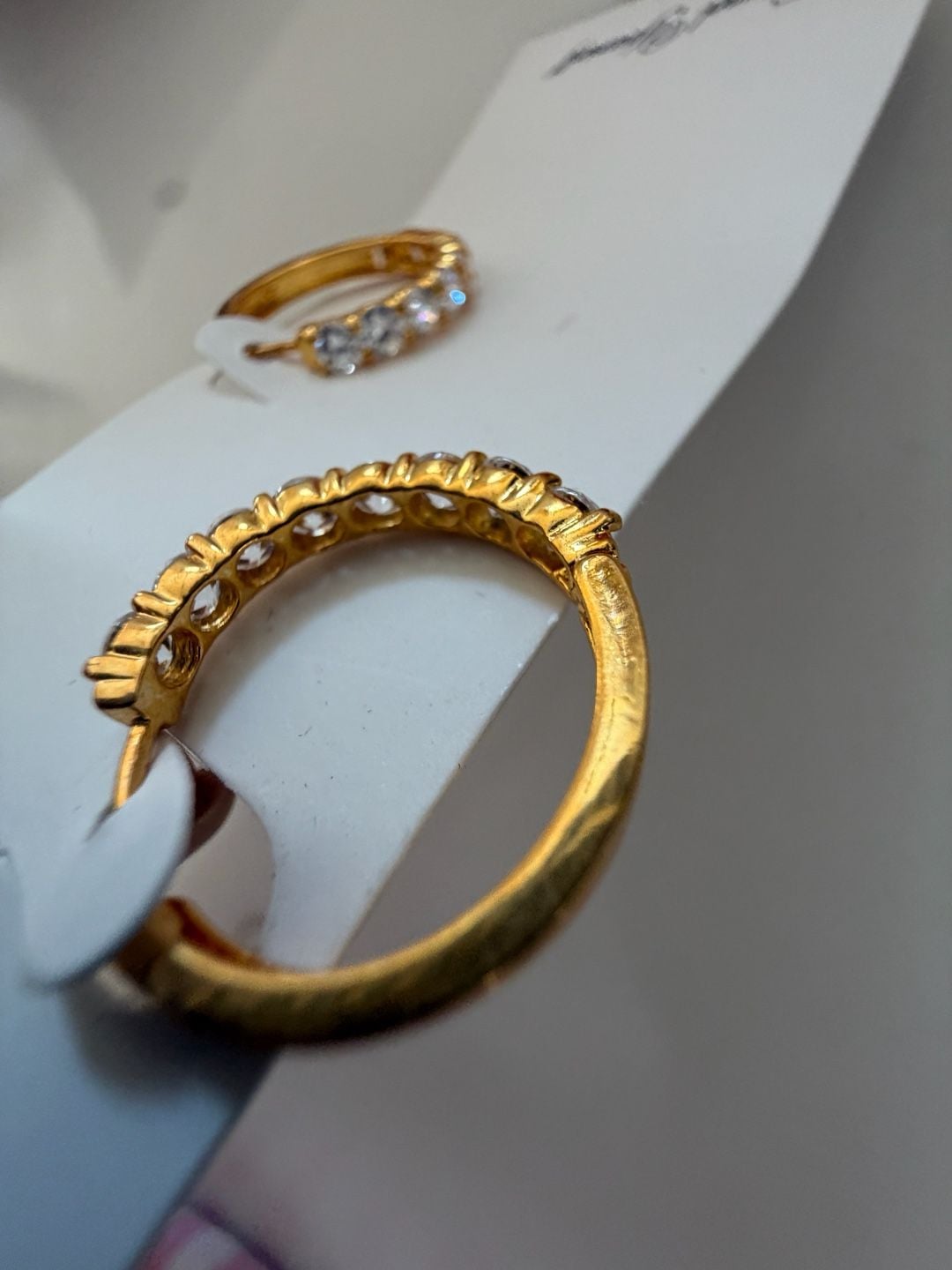 Bansri Gold Pave Cubic Zirconia Huggie Hoop Earrings 6