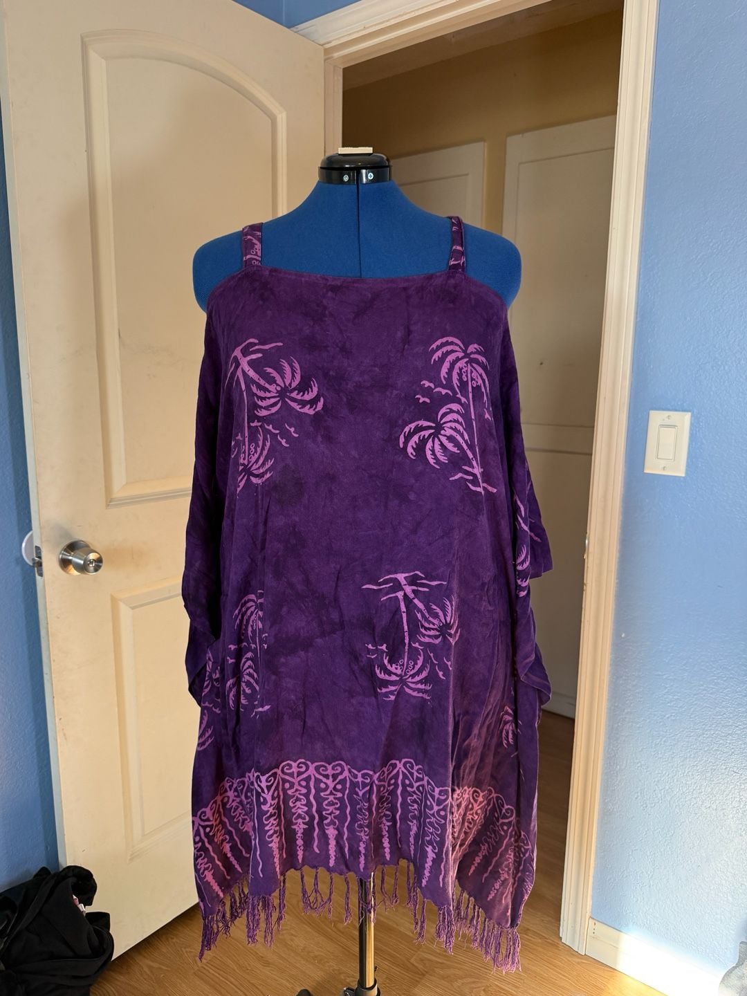 Pineapple Moon Purple Palm Tree Cover-Up with Fringe Hawaiian dress aloha dress 3
