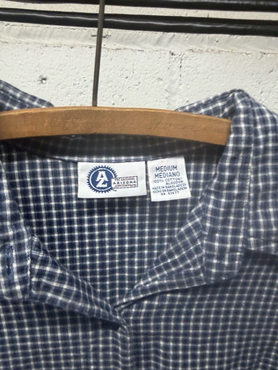 Arizona Plaid Button Up Shirt Size Medium Blue Short 4