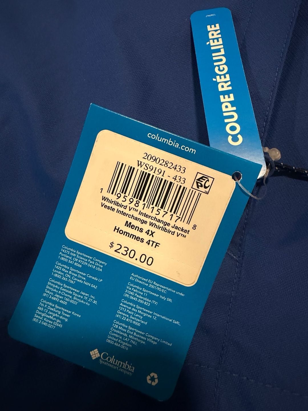 Columbia Whirlibird V Interchange Jacket Size 4X Blue Omni-Tech 4