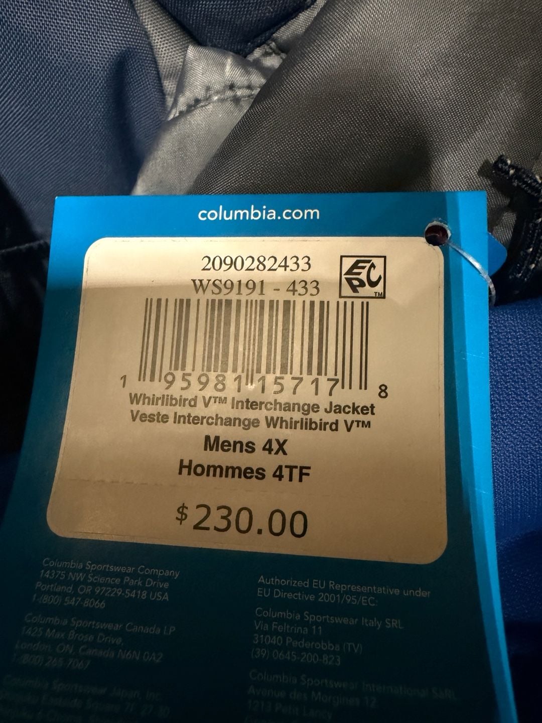 Columbia Whirlibird V Interchange Jacket Size 4X Blue Omni-Tech 10