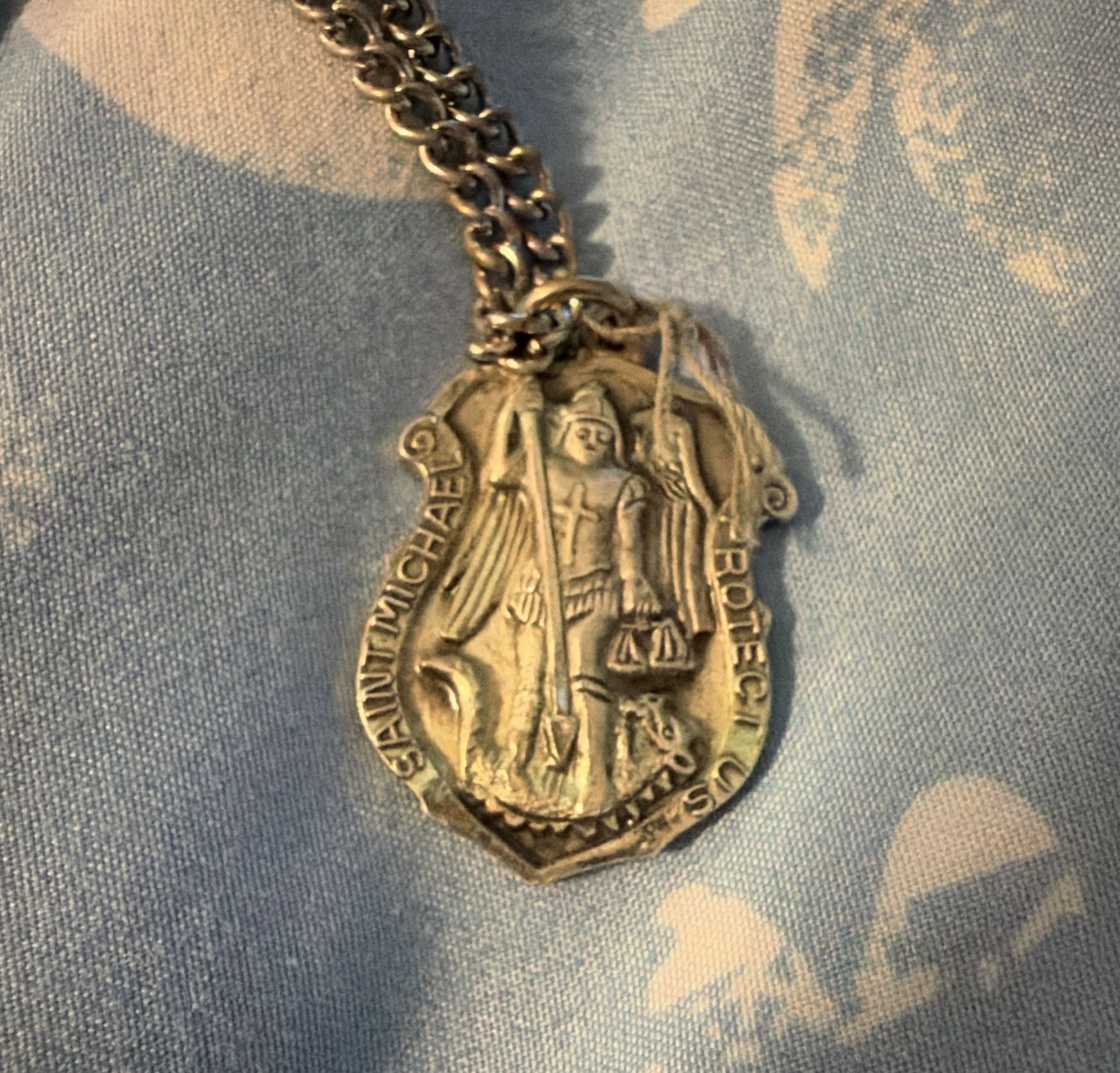 Saint Michael Protect Us Shield Medal Necklace 2