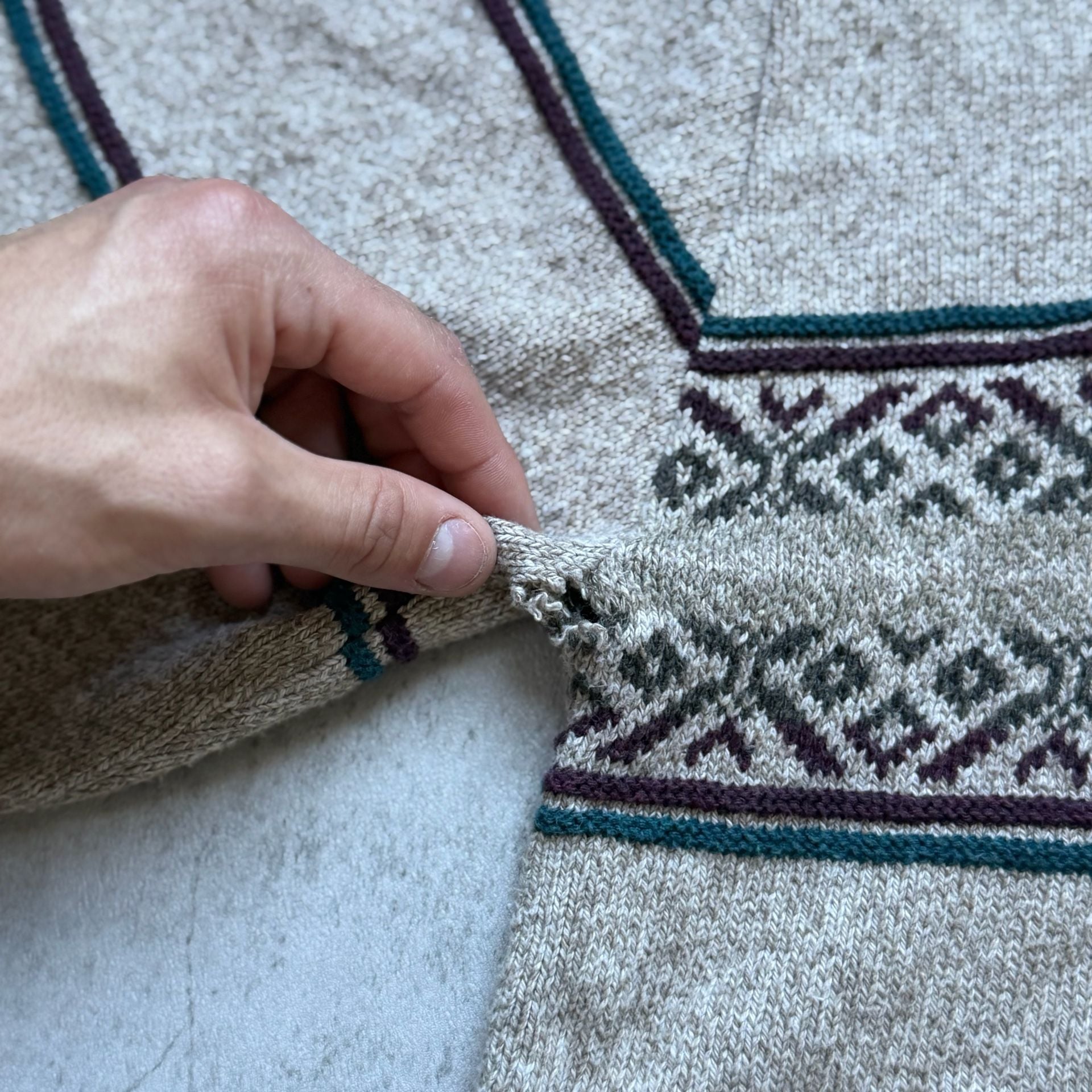 Susquehanna Trail Sweater Size 1XLT Beige Fair Isle Knit Crewneck Pullover 8