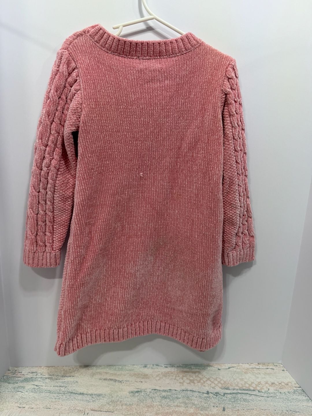 Lucky Penny Sweater Dress Size 5 Pink Chenille Cable Knit Long Sleeve 7