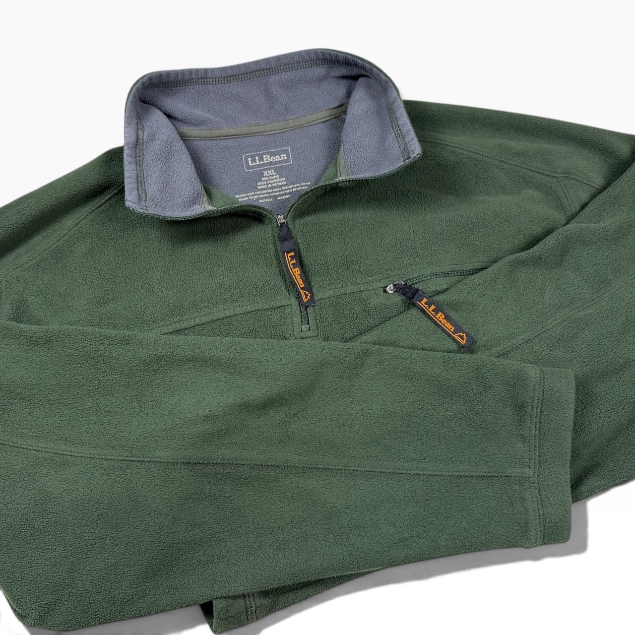 L.L.Bean Green Quarter Zip Fleece Pullover XXL 2