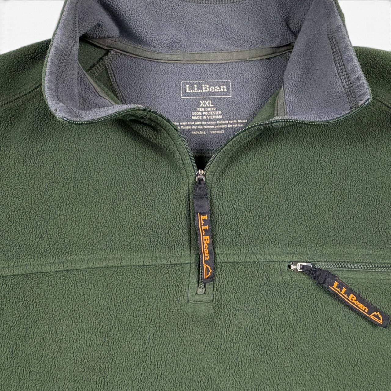 L.L.Bean Green Quarter Zip Fleece Pullover XXL 6
