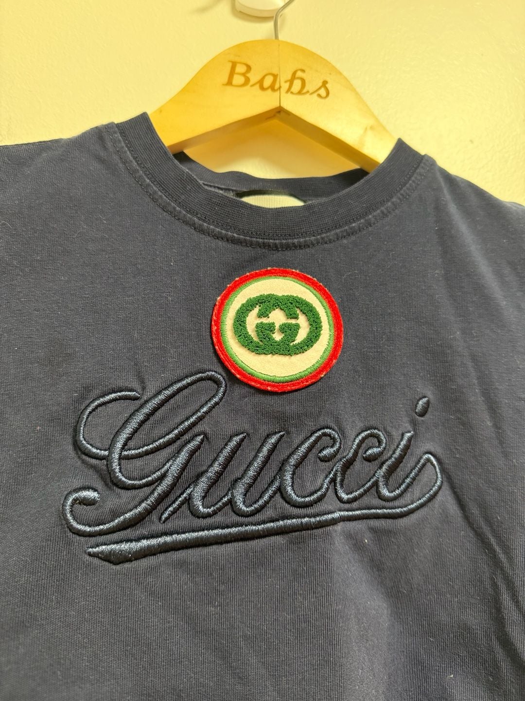 Gucci Kids T-Shirt Size 3/4 Navy Blue Cotton Logo Applique 4