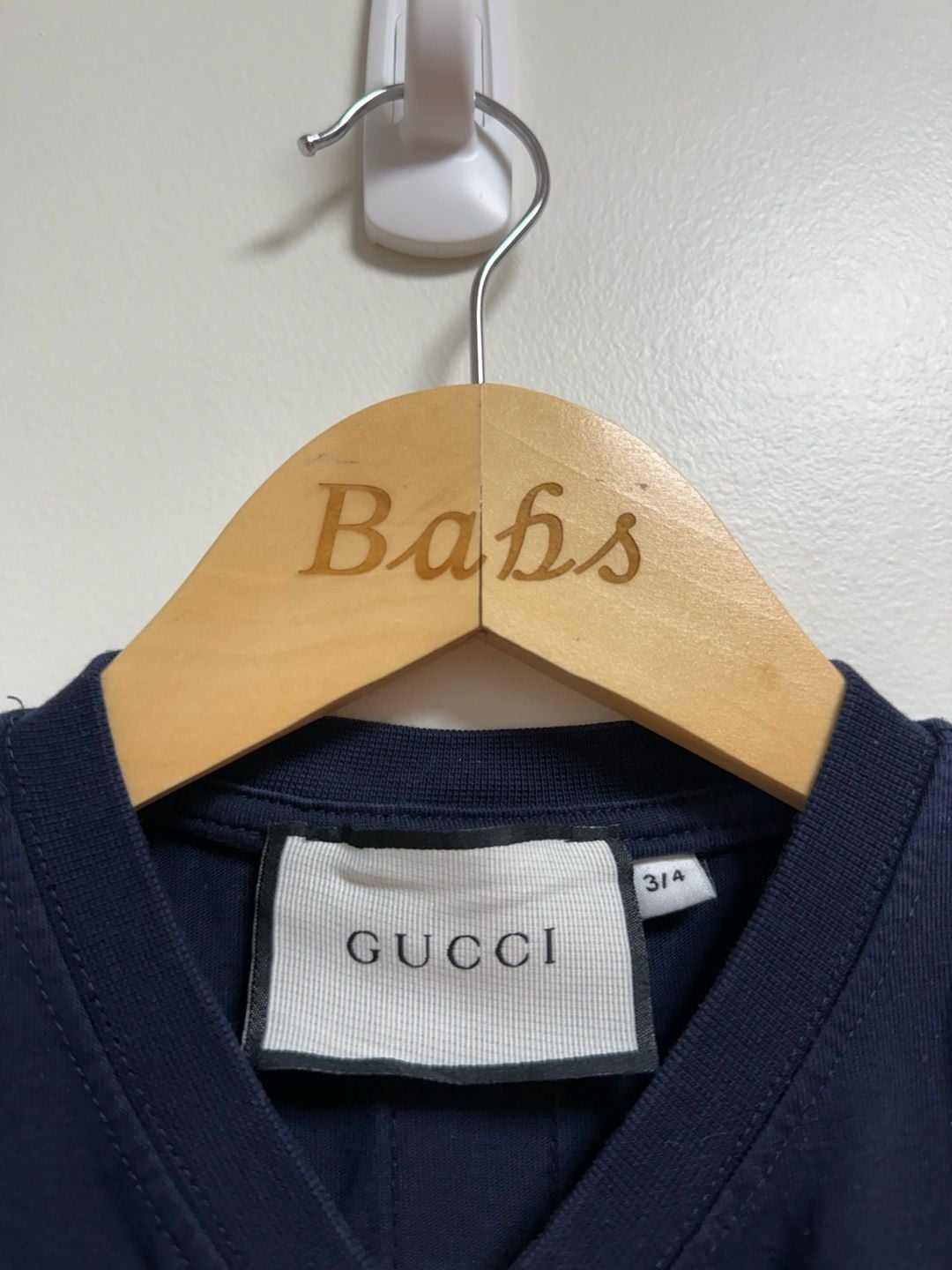 Gucci Kids T-Shirt Size 3/4 Navy Blue Cotton Logo Applique 5