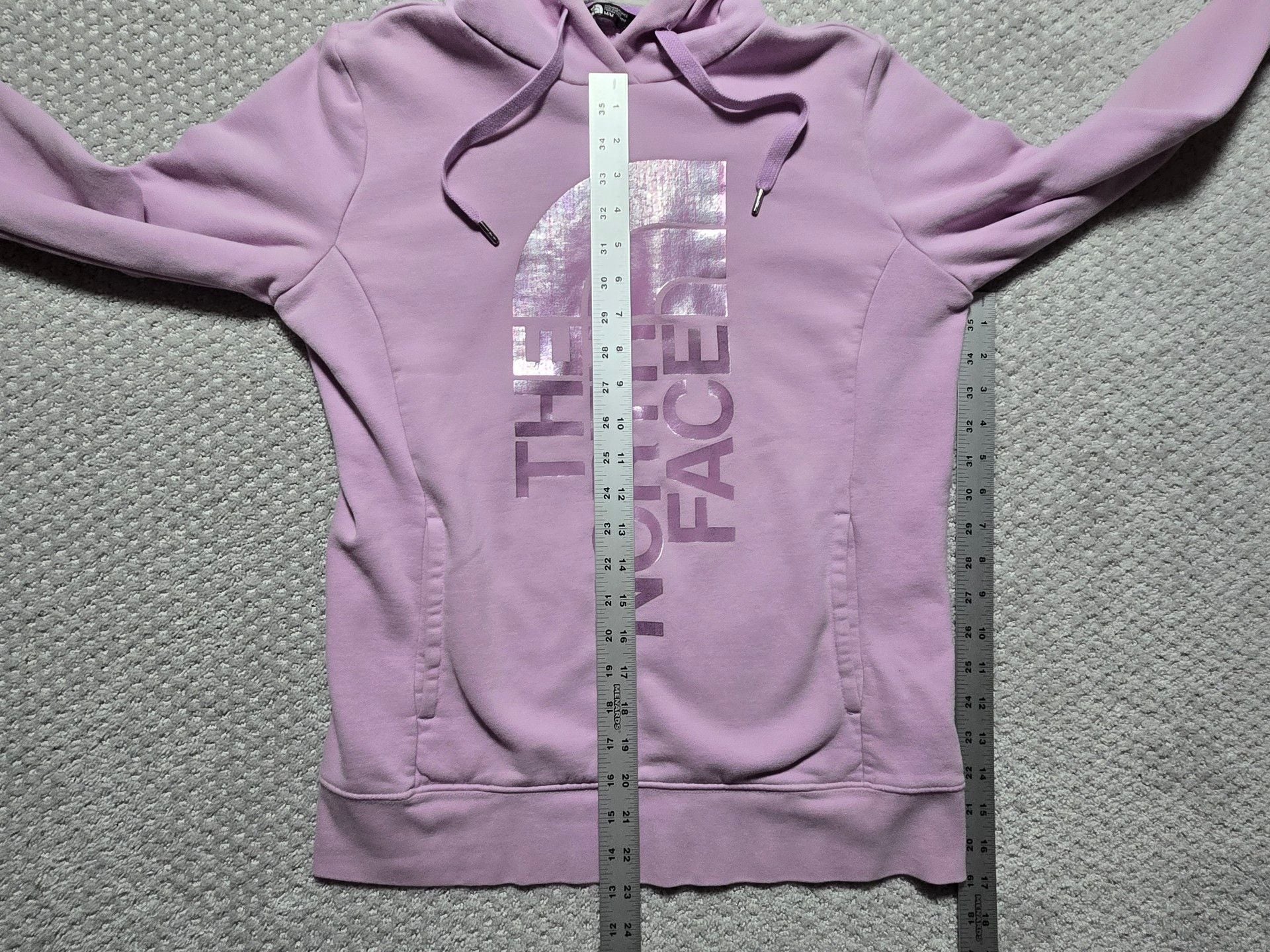 The North Face Hoodie Sweatshirt Pink with Purple Iridescent Logo Size M 5