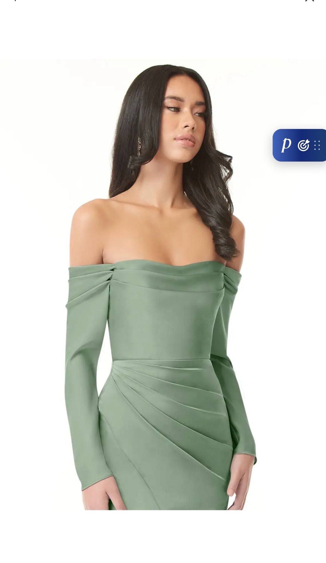 Azazie Hallie Dress Size US 17 Matcha Stretch Satin Bridesmaid 2