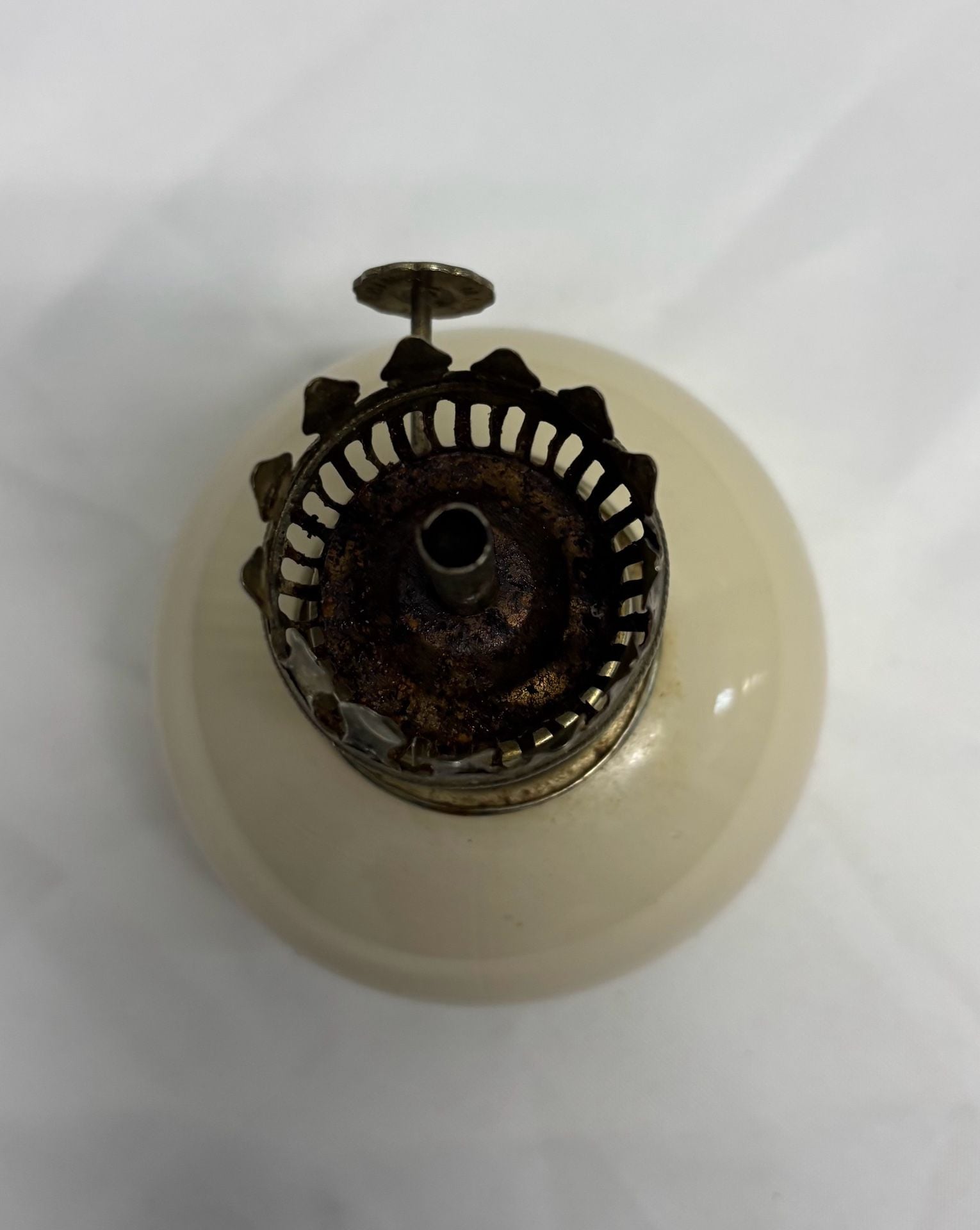 Vintage Milk Glass Oil Lamp Made In Italy 2