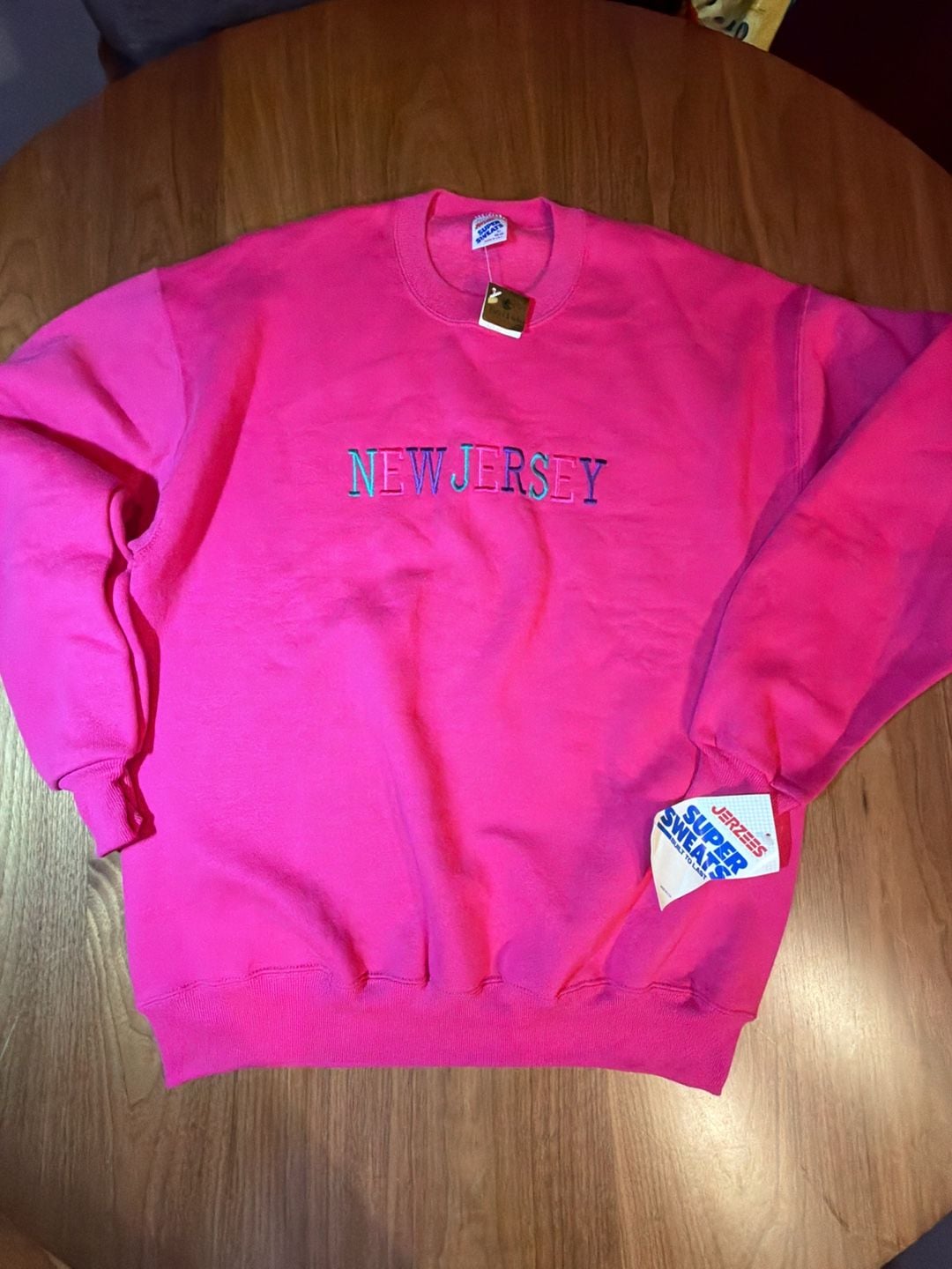 Jerzees New Jersey Super Sweats Sweatshirt Size XL Hot Pink Embroidered 2