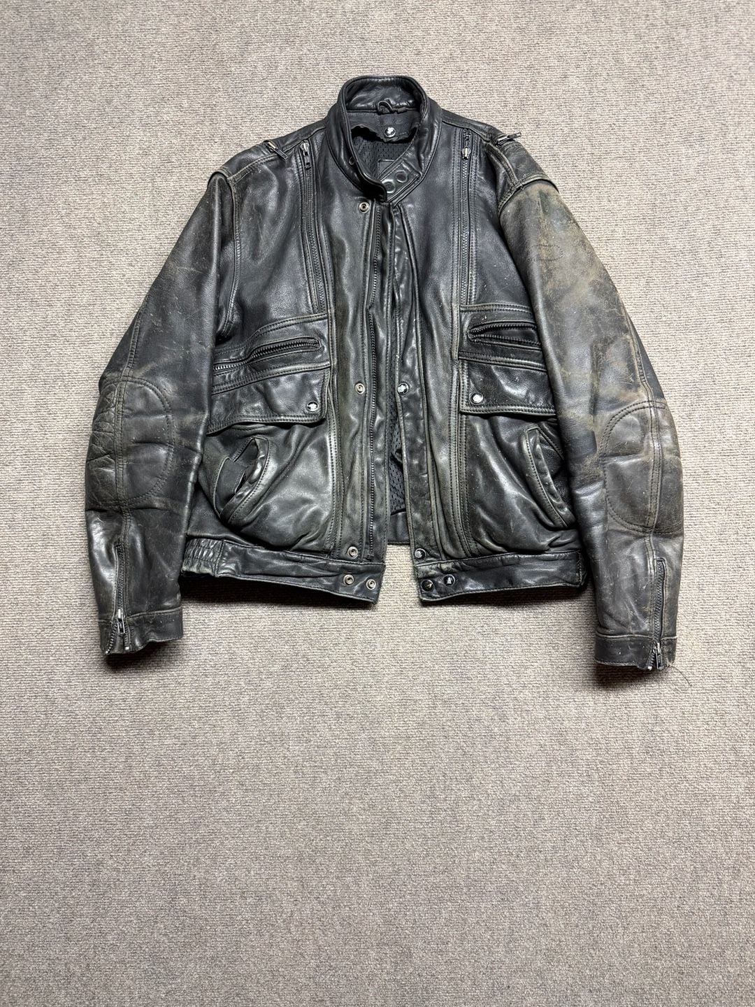 Hein Gericke Leather Motorcycle Jacket Black Vintage 2