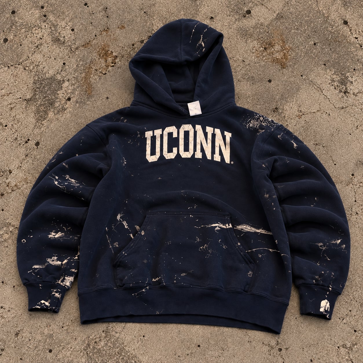 Champion UConn Huskies Hoodie Paint Splatter Blue Pullover Sweatshirt 2