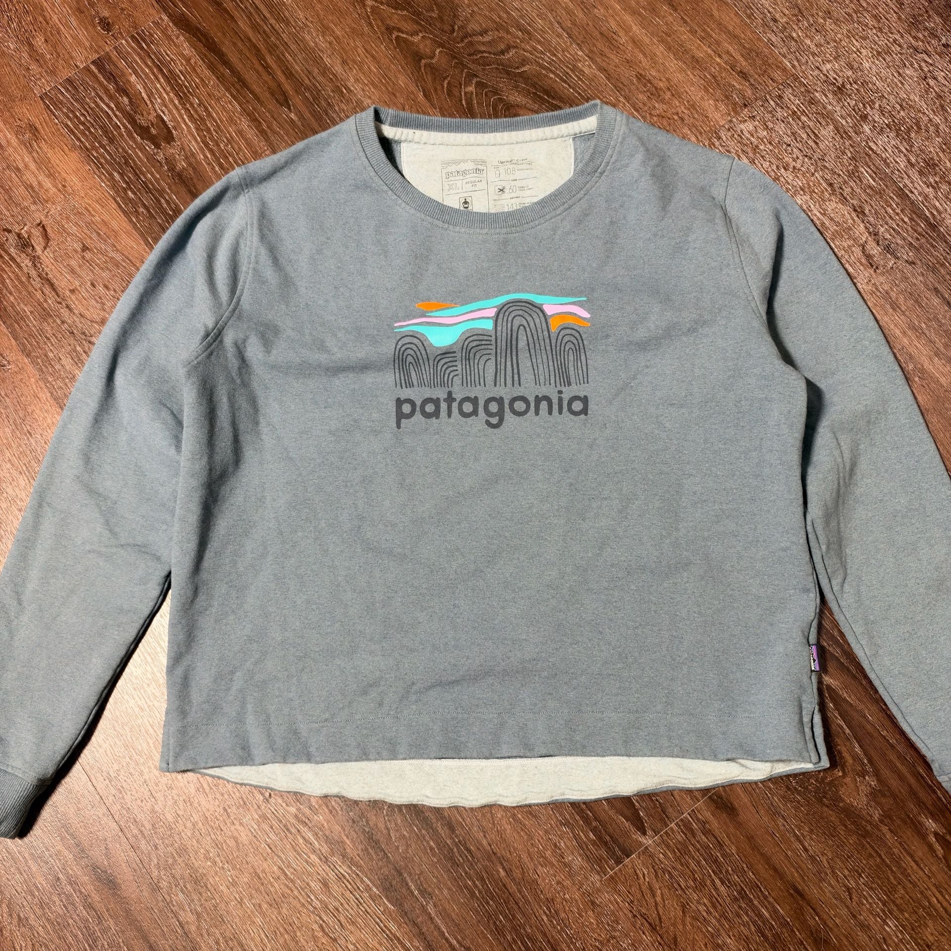 Essential Patagonia Fitz Roy Boulders Uprisal Crew Sweatshirt Size XL Blue 2