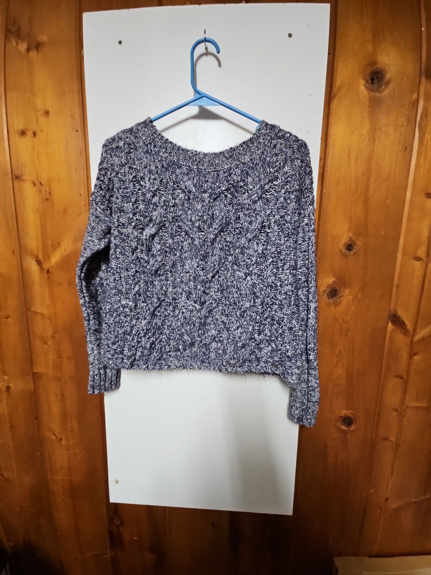 (545) Hollister Cable Knit Sweater Size S Blue Speckled 2